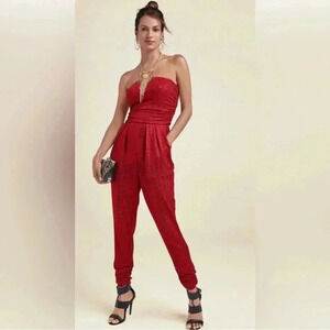 Roched Red Sequin Jumpsuit